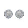 14K White Gold Round Baguette Diamond Halo Stud Earrings 5/8 Cttw