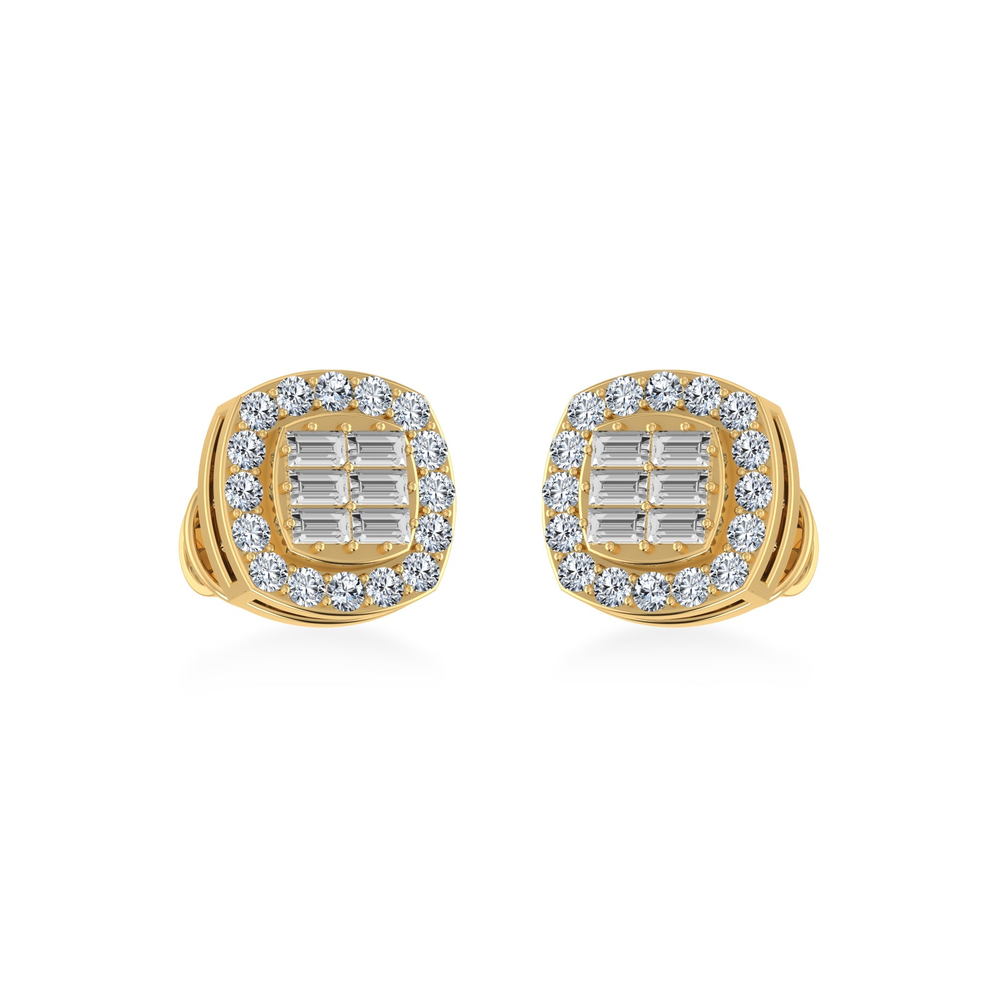 14K Yellow Gold Diamond Designer Stud Earring 1/3 Cttw