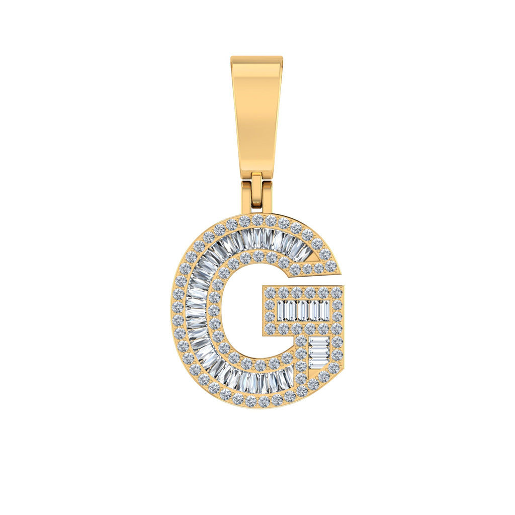 10K Yellow Gold Baguette Diamond Initial G Letter Pendant 1/2 Cttw