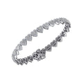 10K White Gold Round Baguette Diamond Heart Designer 7 Inch Bracelet  2-1/6 Cttw crafted in 18K gold with natural diamonds