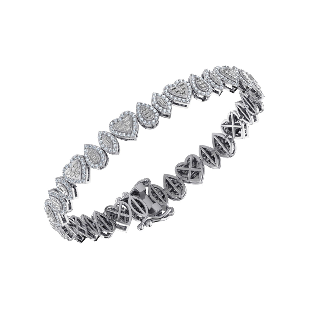 10K White Gold Round Baguette Diamond Designer 7 Inch Bracelet  2-3/8 Cttw crafted in 18K gold with round brilliant diamonds