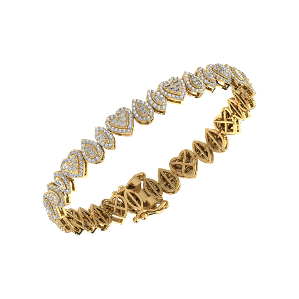 10K Yellow Gold Round Baguette Diamond Designer 7 Inch Bracelet  2-3/8 Cttw crafted in 18K gold with natural diamonds