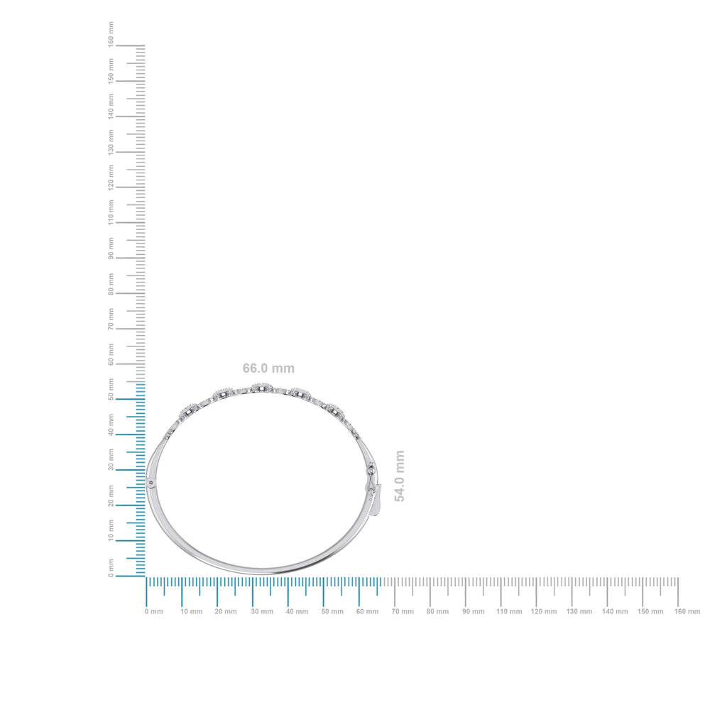 10K White Gold Round Diamond Designer Bangle Bracelet 1 Cttw