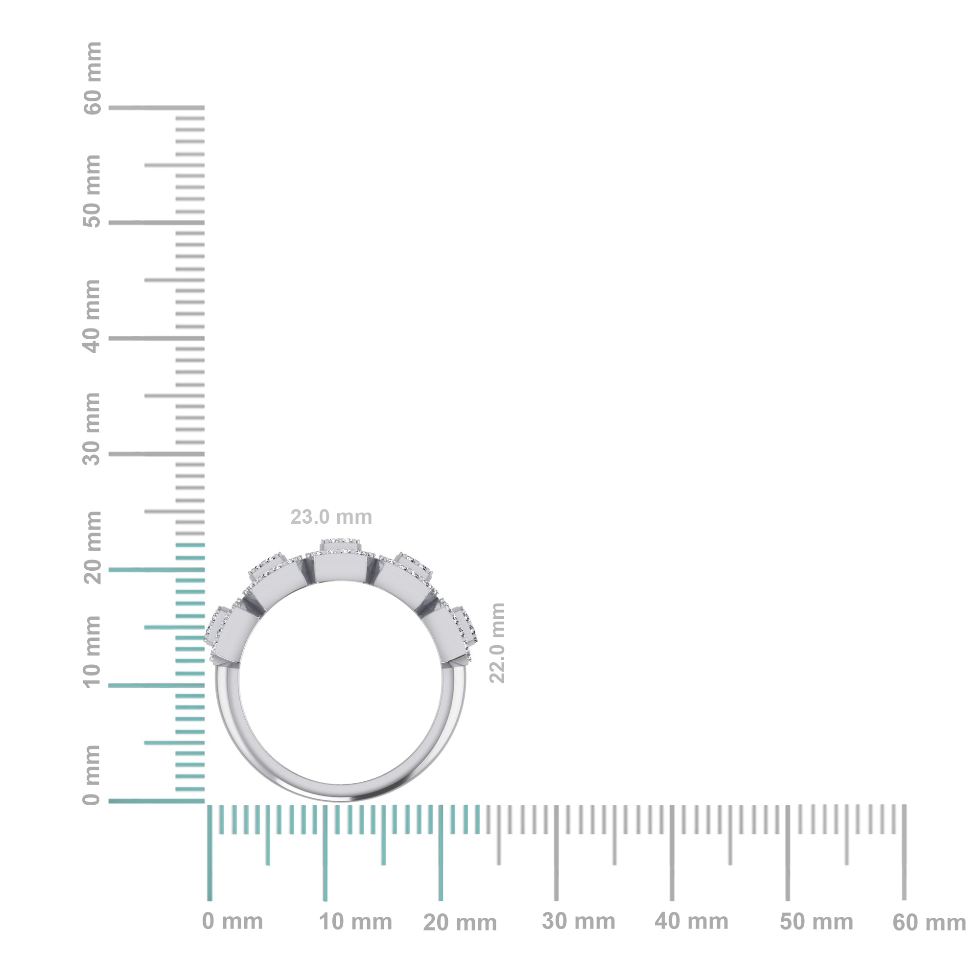 10K White Gold Round Baguette Diamond Designer Womens Band Ring SZ 7 1/2 Cttw
