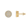 10K Yellow Gold Round Baguette Diamond Designer Mens Stud Earring 1/3 Cttw