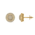 10K Yellow Gold Round Diamond Designer Halo Mens Stud Earring 1/3 Cttw crafted in yellow gold with round brilliant diamonds