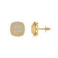 10K Yellow Gold Round Diamond Square Shape Designer Mens Stud Earring 1/5 Cttw crafted in 18K gold with round brilliant diamonds