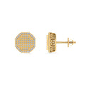 10K Yellow Gold Round Diamond Octagon Shape Designer Mens Stud Earring 1/4 Cttw crafted in 18K gold with round brilliant diamonds