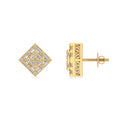 10K Yellow Gold Round Baguette Diamond Square Shape Designer Mens Stud Earring 1/3 Cttw