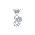 10K White Gold Round Diamond Crown S Letter Initial Pendant 1/4 Cttw