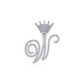 10K White Gold Round Diamond Crown W Letter Initial Pendant 1/4 Cttw