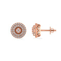 10K Rose Gold Round Diamond Designer Mens Stud Earring 1/5 Cttw