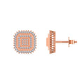 10K Rose Gold Round Diamond Square Shape Designer Mens Stud Earring 1/5 Cttw crafted in 14K gold with brilliant-cut diamonds