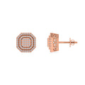 10K Rose Gold Round Diamond Designer Halo Mens Stud Earring 1/5 Cttw crafted in yellow gold with natural diamonds