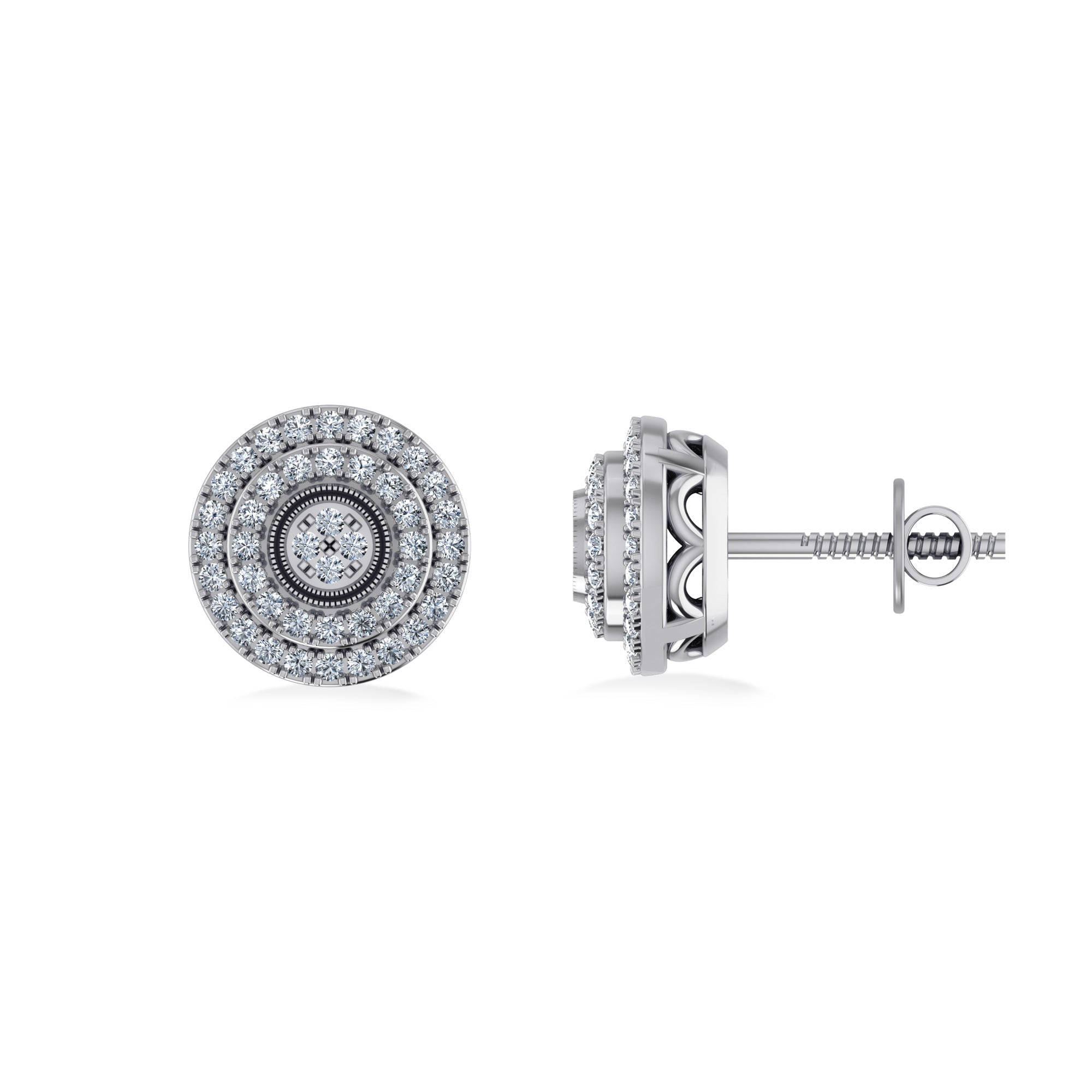 10K White Gold Round Diamond Designer Mens Stud Earring 1/5 Cttw crafted in rose gold with round brilliant diamonds