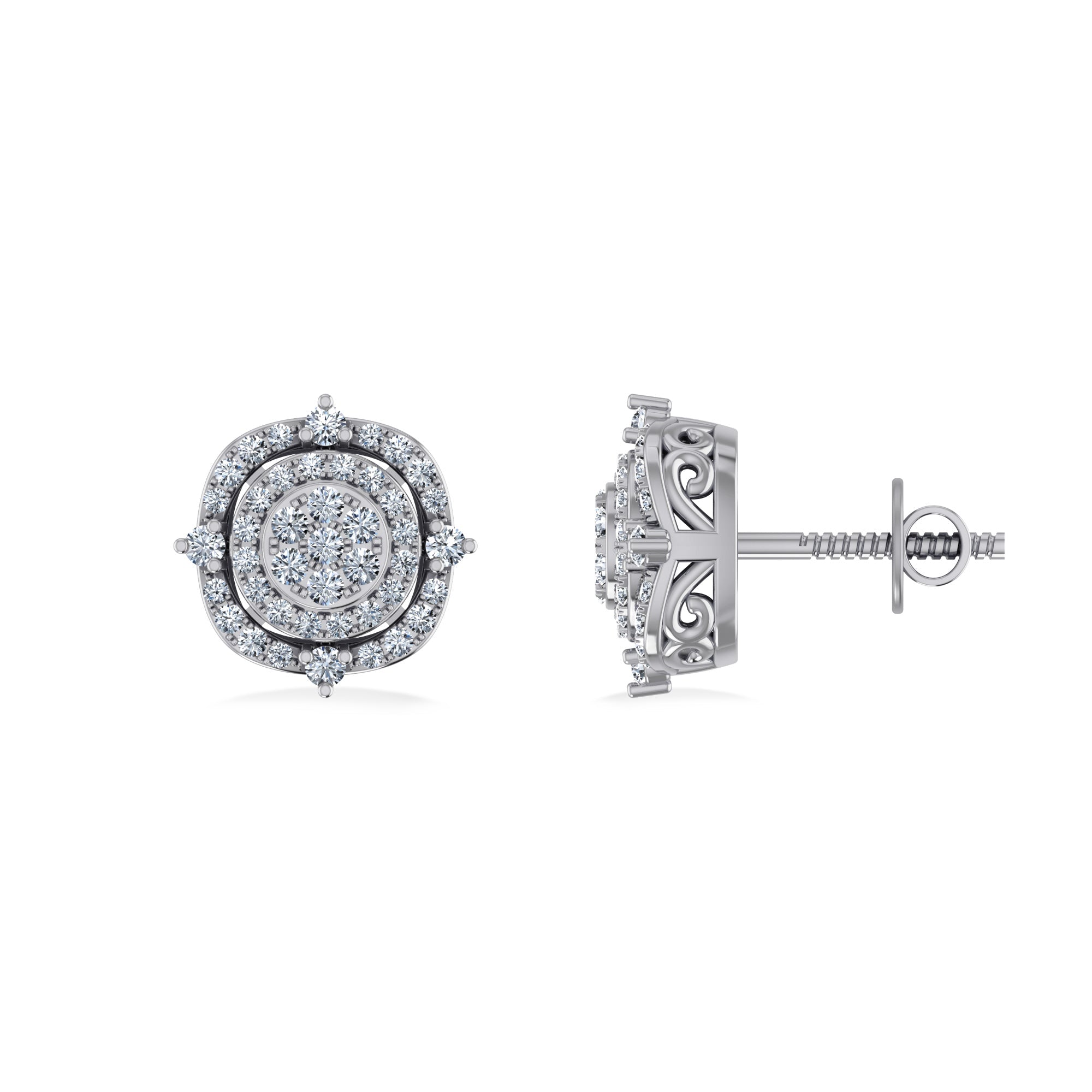 10K White Gold Round Diamond Designer Mens Stud Earring 1/4 Cttw crafted in 14K gold with round brilliant diamonds