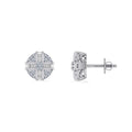 10K White Gold Round Diamond Designer Mens Stud Earring 1/4 Cttw