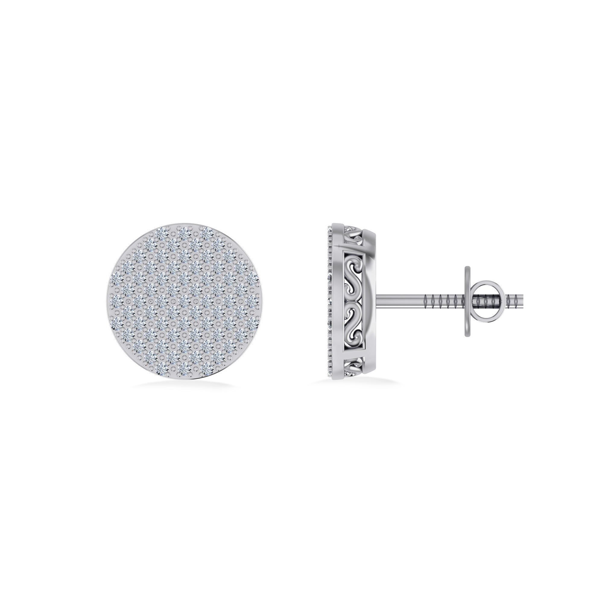 10K White Gold Round Diamond Designer Mens Stud Earring 1/3 Cttw crafted in white gold with natural diamonds