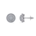 10K White Gold Round Diamond Designer Halo Mens Stud Earring 1/4 Cttw