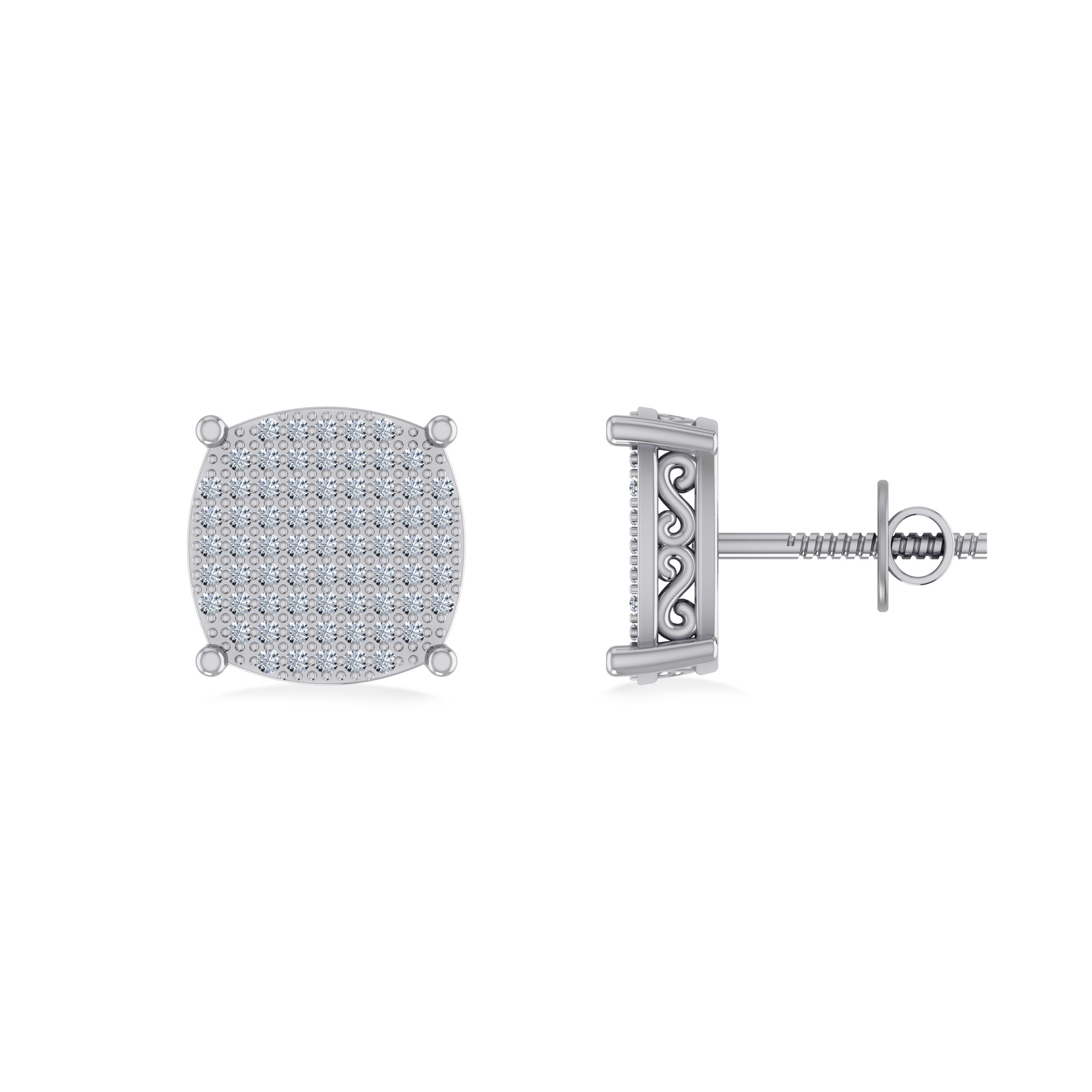 10K White Gold Round Diamond Designer Halo Mens Stud Earring 3/8 Cttw crafted in yellow gold with natural diamonds