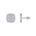 10K White Gold Round Diamond Square Shape Designer Mens Stud Earring 1/3 Cttw crafted in white gold with natural diamonds