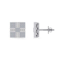 10K White Gold Round Baguette Diamond Square Shape Designer Mens Stud Earring 1/3 Cttw
