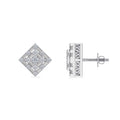 10K White Gold Round Baguette Diamond Square Shape Designer Mens Stud Earring 1/3 Cttw