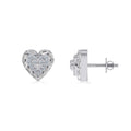 10K White Gold Round Baguette Diamond Heart Designer Earring 1/4 Cttw crafted in yellow gold with round brilliant diamonds