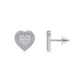 10K White Gold Round Baguette Diamond Halo Heart Designer Earring 1/2 Cttw crafted in 18K gold with brilliant-cut diamonds