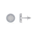 10K White Gold Round Baguette Diamond Halo Designer Earring 3/8 Cttw
