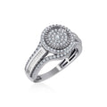 10K White Gold Round Baguette Diamond Halo Sz 7 Designer Ladies Ring 7/8 Cttw