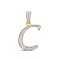 10K Yellow Gold Round Diamond C Letter Initial Pendant 1/10 Cttw