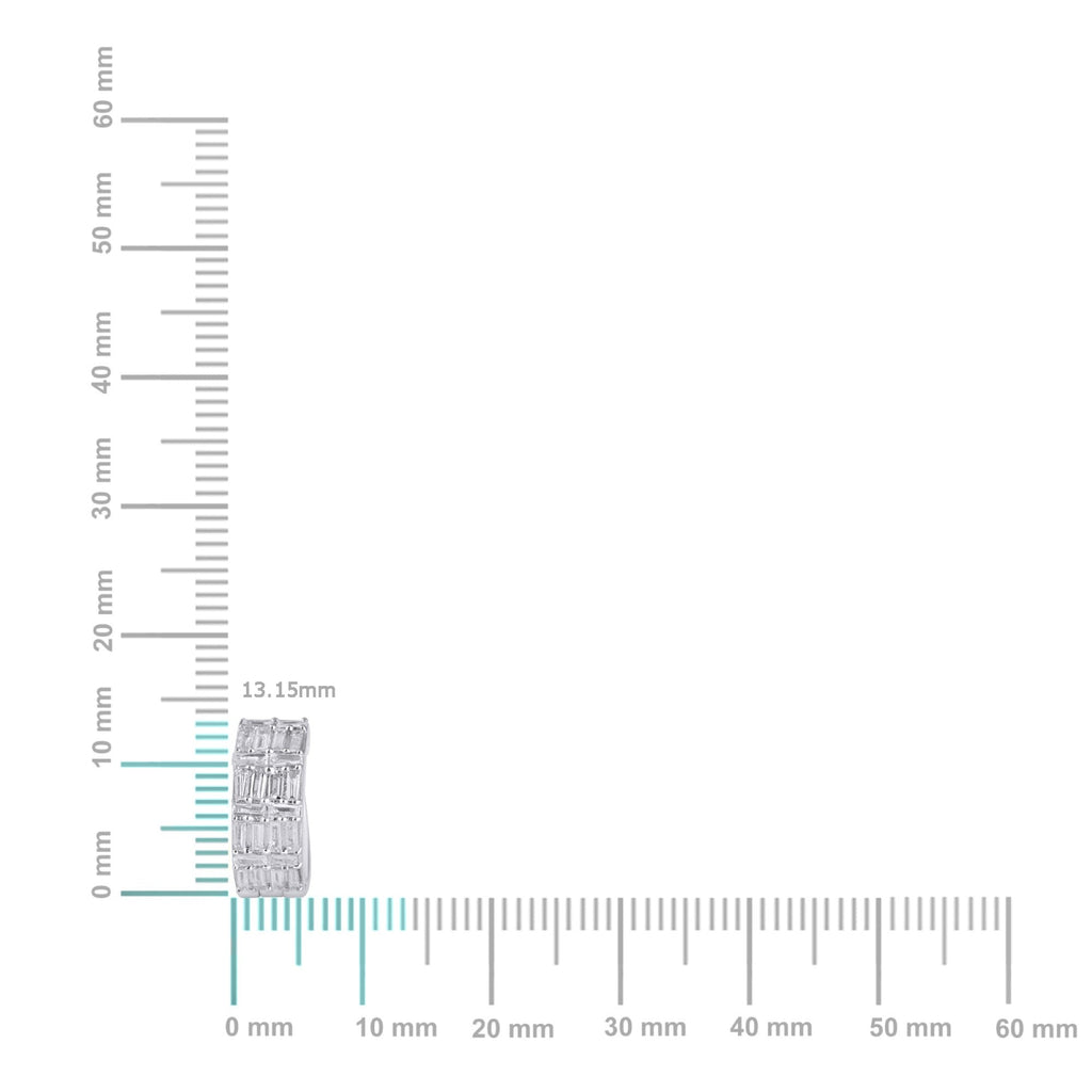 10K White Gold Baguette Diamond Designer Hoop Earring 3/4 Cttw