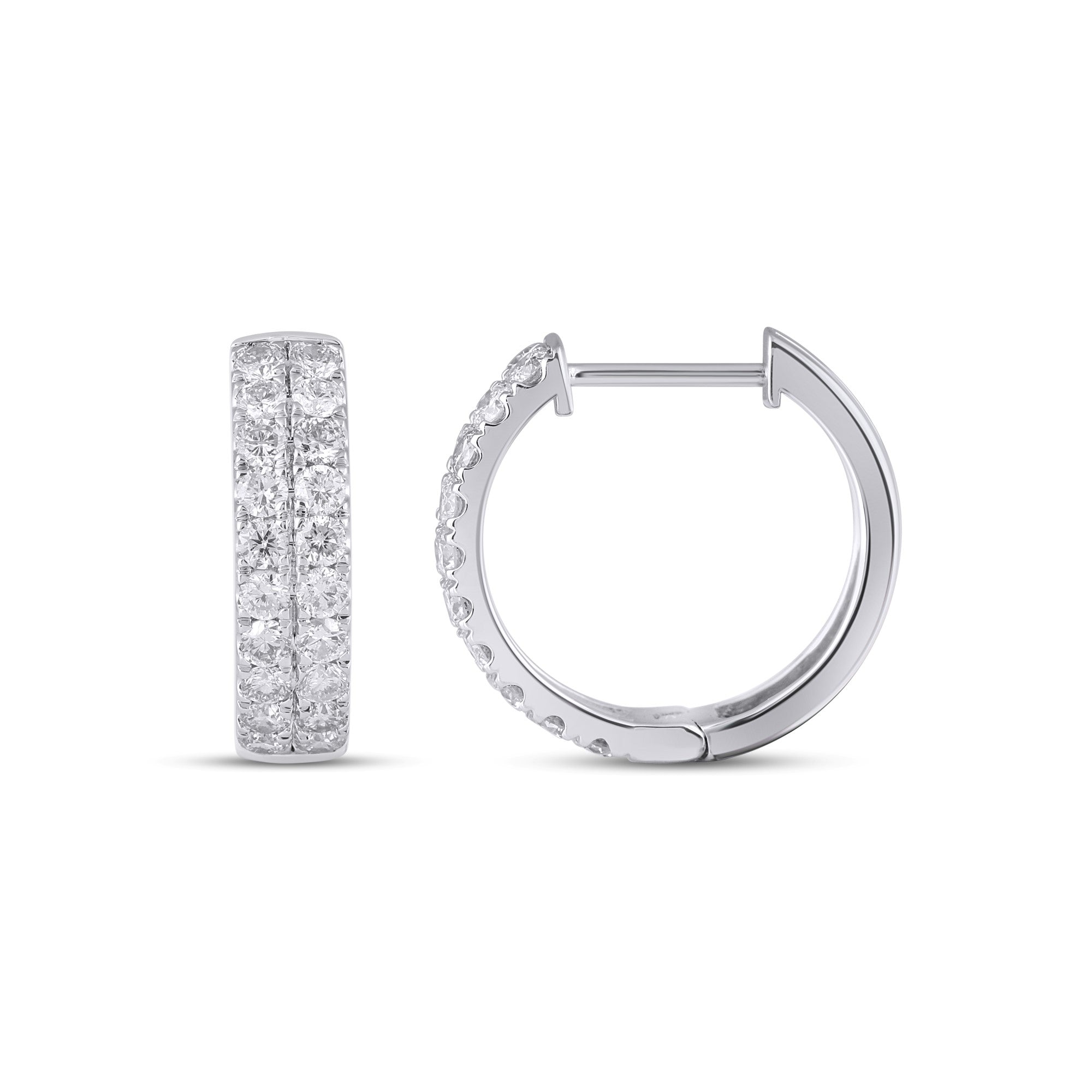 10K White Gold Round Diamond Designer Hoop Earring 1 Cttw crafted in white gold with natural diamonds