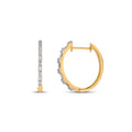 10K Yellow Gold Round Baguette Diamond Designer Hoop Earring 1/5 Cttw