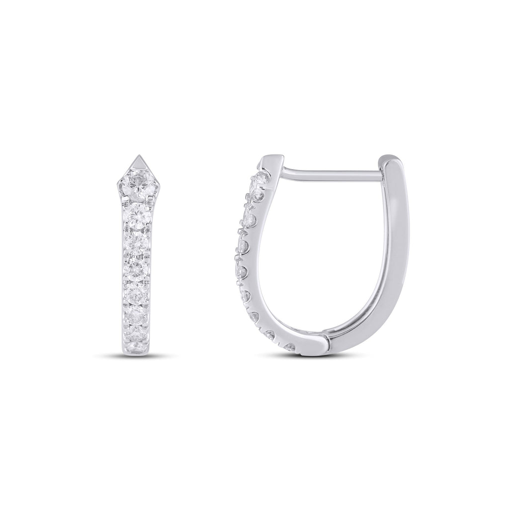 10K White Gold Round Diamond Designer Hoop Earring 1/2 Cttw crafted in yellow gold with brilliant-cut diamonds