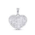 10K White Gold Round Baguette Diamond Heart Pendant 1/2 Cttw crafted in 14K gold with round brilliant diamonds