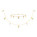 14K Yellow Gold Lock & Key Link Necklace Bracelet Jewelry Set 1/2 Cttw
