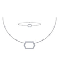 14K White Gold Round Necklace Bracelet Set 3/4 Cttw