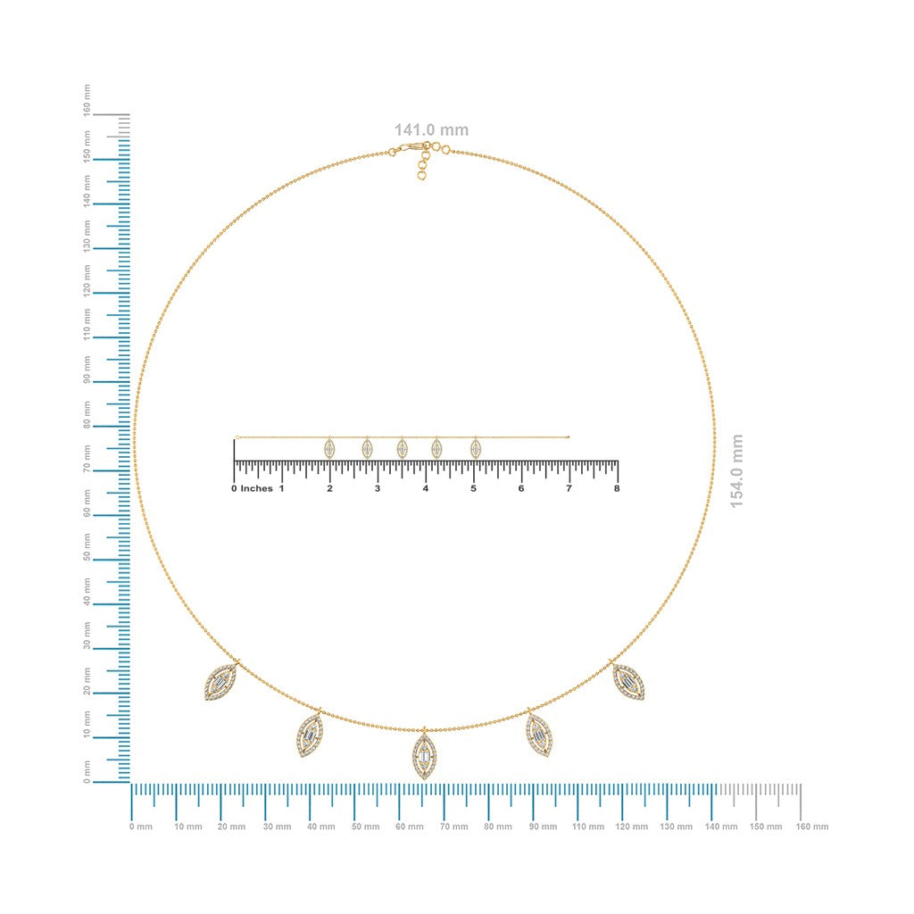 14K Yellow Gold Marquise Shape Necklace Bracelet Set 1 Cttw