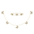 14K Yellow Gold Butterfly Necklace Bracelet Set 1-7/8 Cttw crafted in 14K gold with natural diamonds