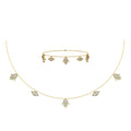 14K Yellow Gold Hamsa Hand Evil Eye Necklace Bracelet Set 1-1/4 Cttw