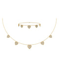 14K Yellow Gold Heart Necklace Bracelet Set 1-3/4 Cttw