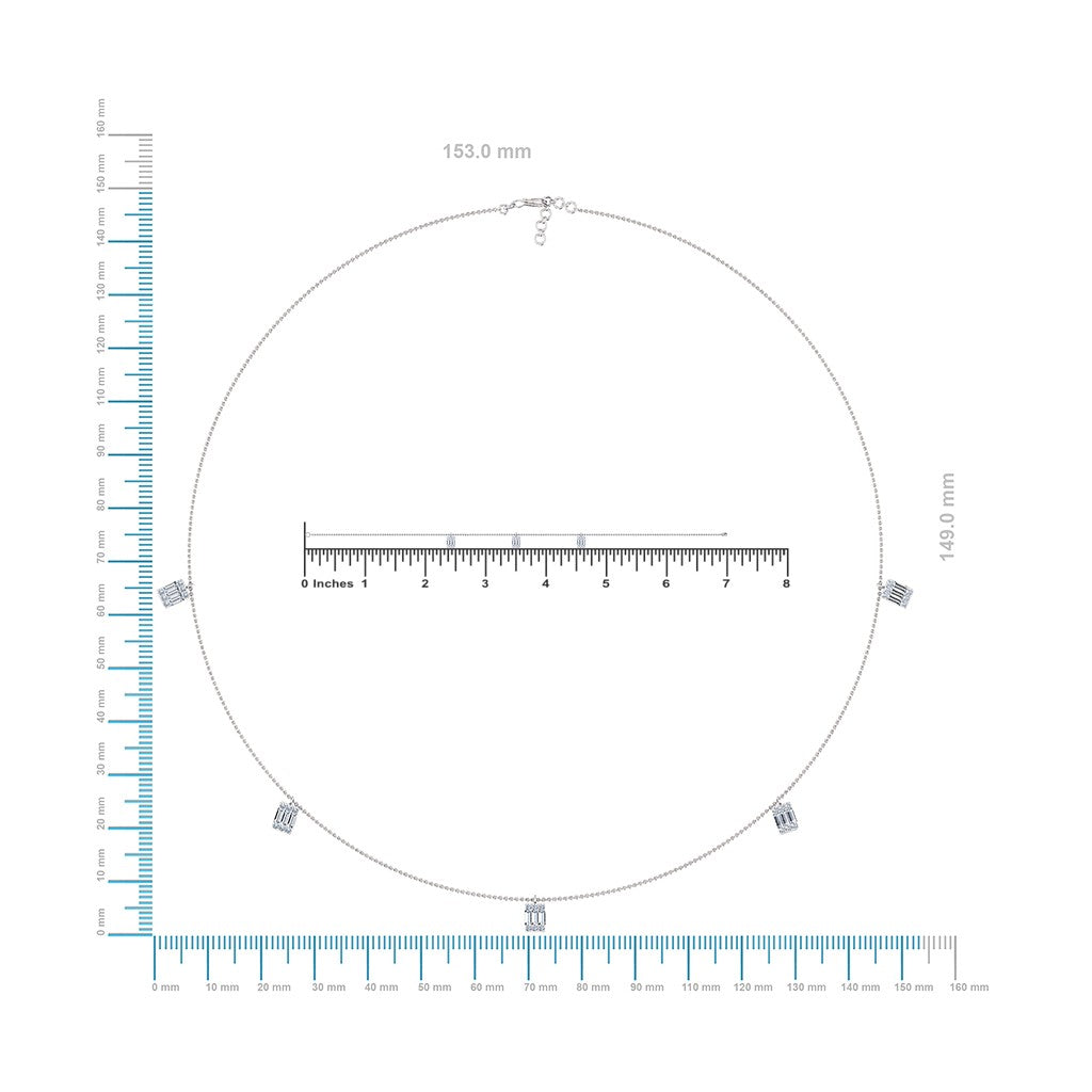 14K White Gold Baguette Link Necklace Bracelet Set 7/8 Cttw