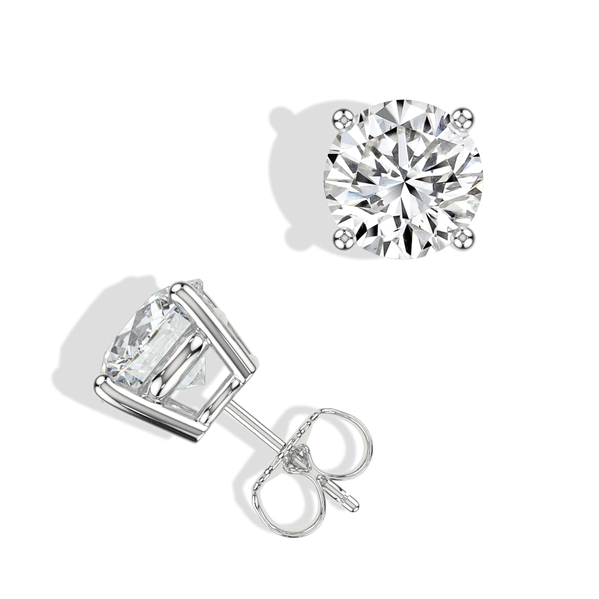 Lab Grown Diamond Classic 4 Prong 6.00 Ctw Studs with Medium Push Back