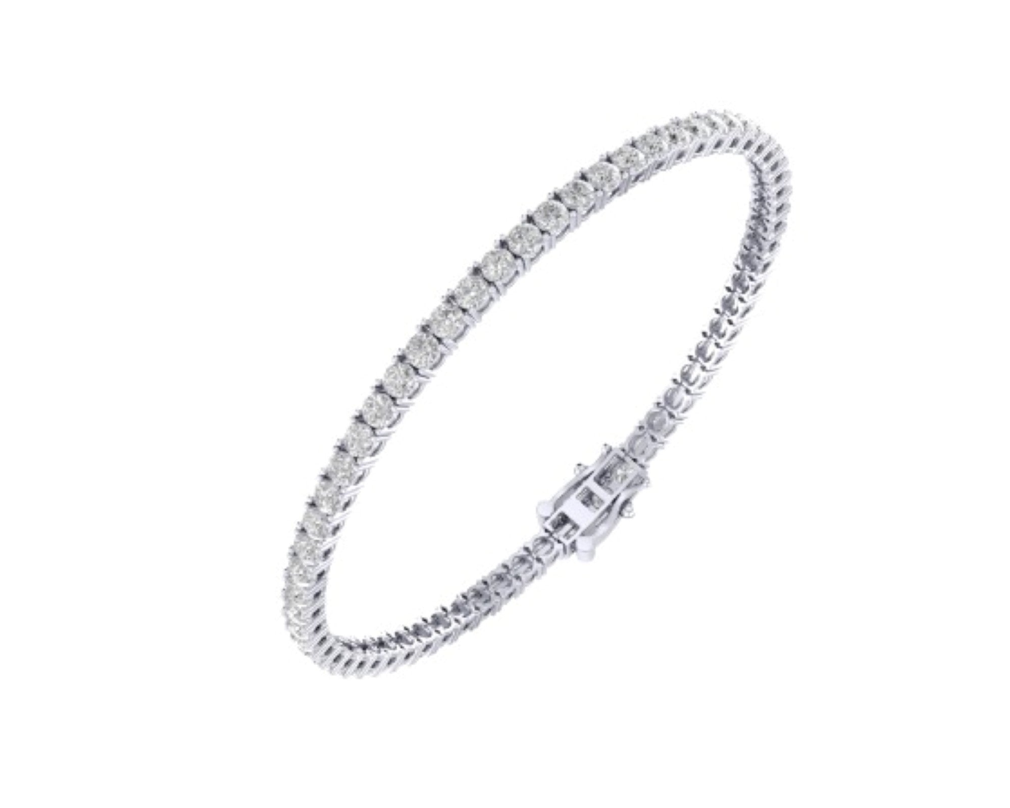 10K White Gold 3mm Round Cvd Diamond 7 Inch Tennis Bracelet 6-1/5 Cttw crafted in 18K gold with brilliant-cut diamonds