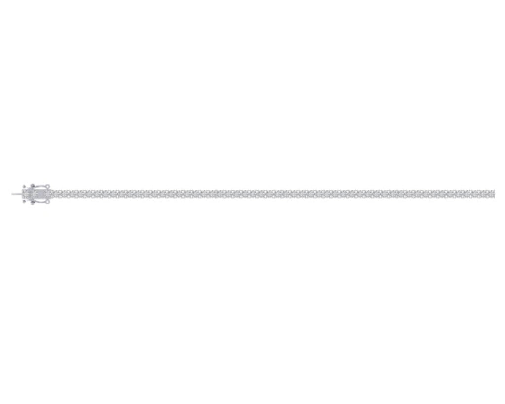 10K White Gold 3mm Round Cvd Diamond 7 Inch Tennis Bracelet 6-1/5 Cttw