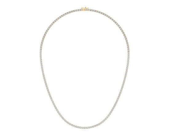 10K Yellow Gold 3mm Round Cvd Diamond 22 Inch Tennis Necklace 18-1/2 Cttw crafted in yellow gold with round brilliant diamonds