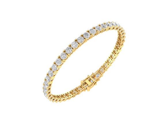10K Yellow Gold 4mm Round Cvd Diamond 8 Inch Tennis Bracelet 11-1/2 Cttw crafted in white gold with round brilliant diamonds