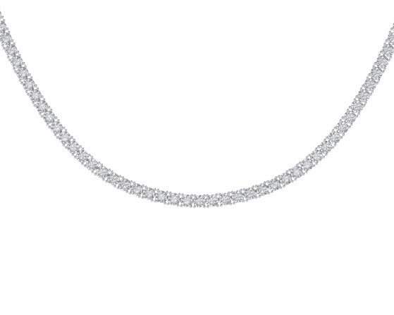 10K White Gold 4mm Round Cvd Diamond 20 Inch Tennis Necklace 14-3/4 Cttw